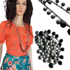 Express Ombré Black and Grey Beaded Multi wear Long Necklace